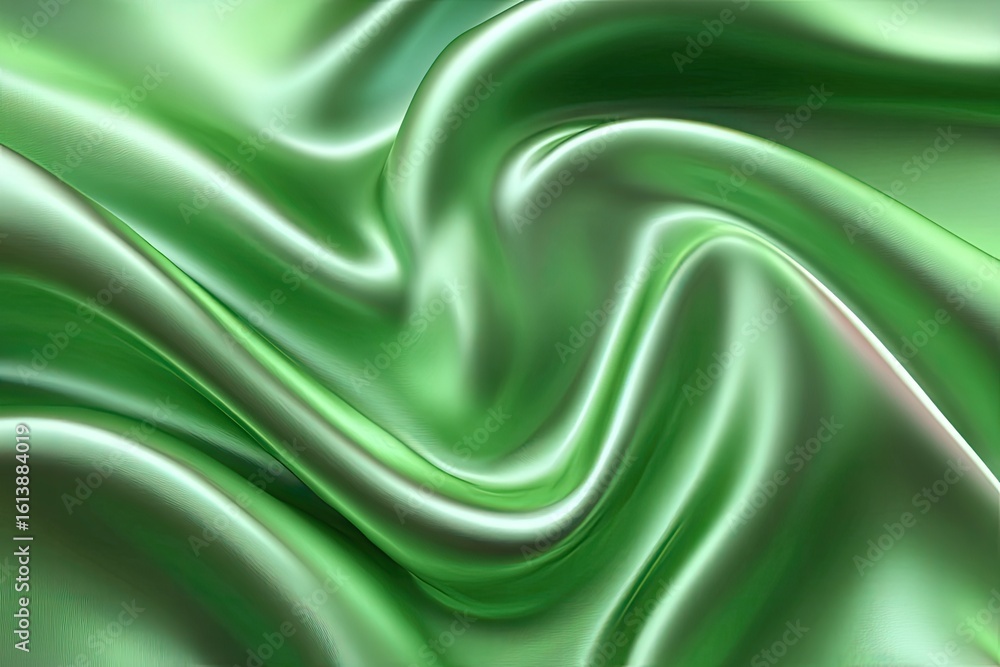 Obraz premium Fluid, shimmering, light-green fabric folds