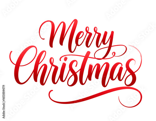 Festive red script lettering merry christmas isolated on a transparent background
