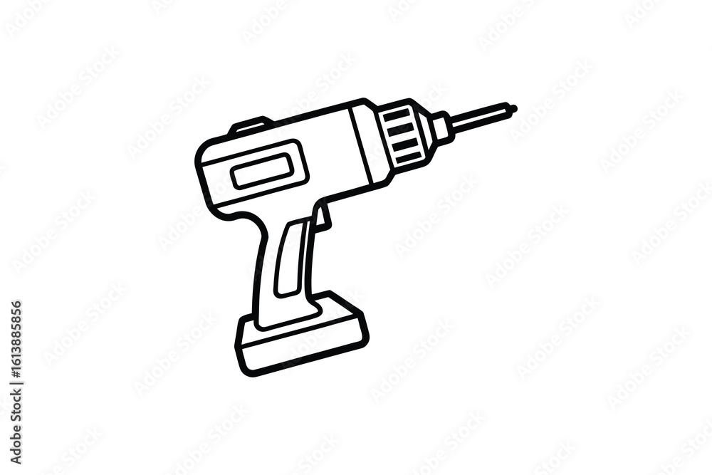 Cordless Drill Silhouette A Simple Bold Black and White Outline of a Power Tool Cordless Drill Silhouette A Simple Bold Black and White Outline of a Power Tool
