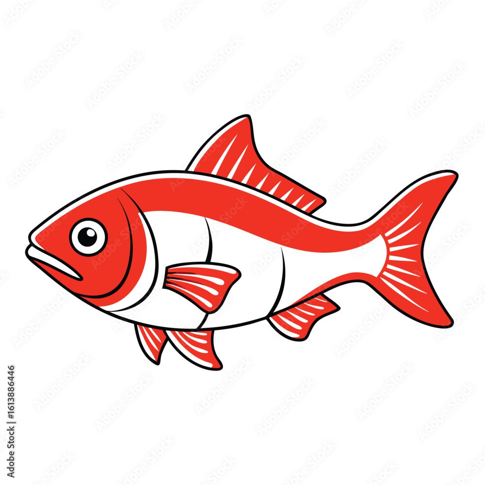 Fototapeta premium Stylized redfish outline with vibrant colors perfect for aquatic designs isolated on white background