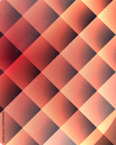Repeating Diagonal Diamond Pattern with Coral, Peach, and Orange Shades and Dark Charcoal Gray Accents – Warm, Gradient, Geometric Abstract Background
