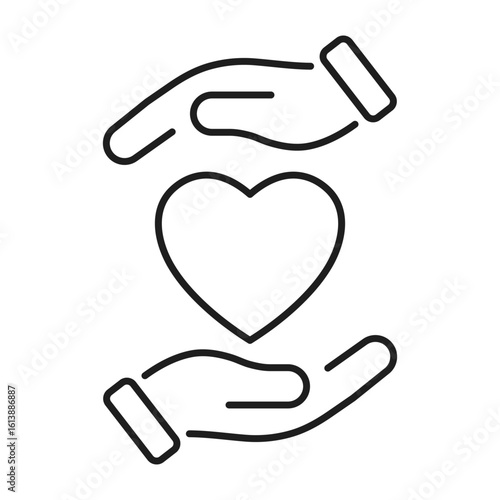 Hand hold heart line icon. Charity and donation concept vector illustration