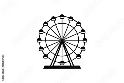 Ferris Wheel Icon in Black and White Silhouette Style for Amusement Park Designs silhouette