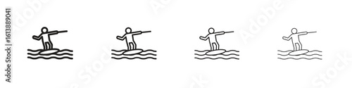 Wakeboarding icon vector illustration, line design icon. Editable strokes.
