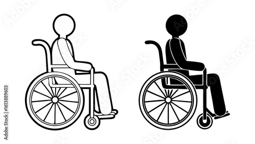 Wheelchair Accessibility Icons in Outline and Solid Black Vector Style