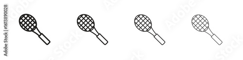 Tennis racket icon vector illustration, line design icon. Editable strokes.