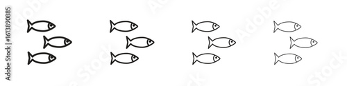 Shoal icon vector illustration, line design icon. Editable strokes.