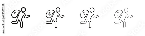Robbery icon vector illustration, line design icon. Editable strokes.