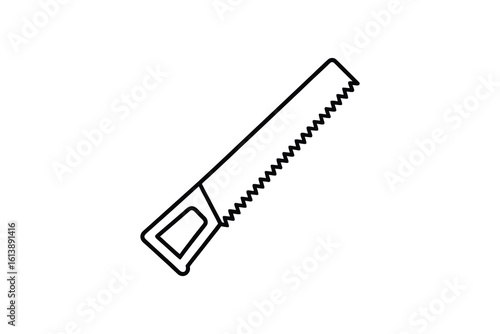 Hand Saw Tool Illustration Carpentry Woodworking and Construction Equipment in Silhouette Style