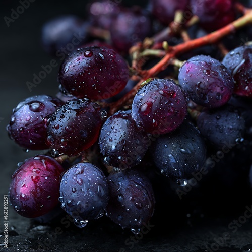 Wallpaper Mural Close-up of a vibrant bunch of fresh, ripe red grapes on the vine, juicy and sweet Torontodigital.ca