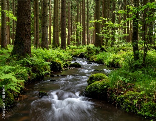 Forest stream, lush greenery