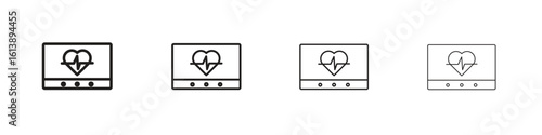 Heart rate monitor icon vector illustration, line design icon. Editable strokes.