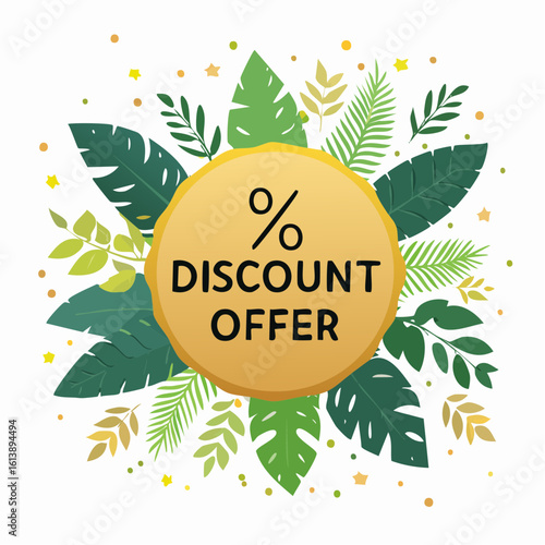 Vector illustration of an abstract green background with decorative floral leaf patterns for spring and summer eco-friendly designs