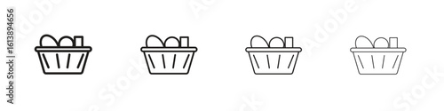 Grocery basket icon vector illustration, line design icon. Editable strokes.