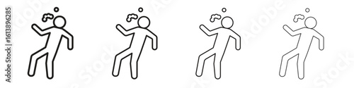 Drunk human icon vector illustration, line design icon. Editable strokes.
