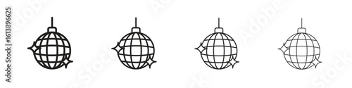 Disco ball icon vector illustration, line design icon. Editable strokes.