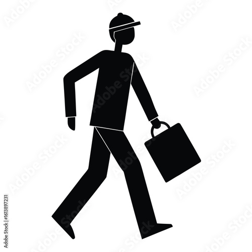 Migrant person with suitcase walking