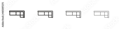 Corner sofa icon vector illustration, line design icon. Editable strokes.