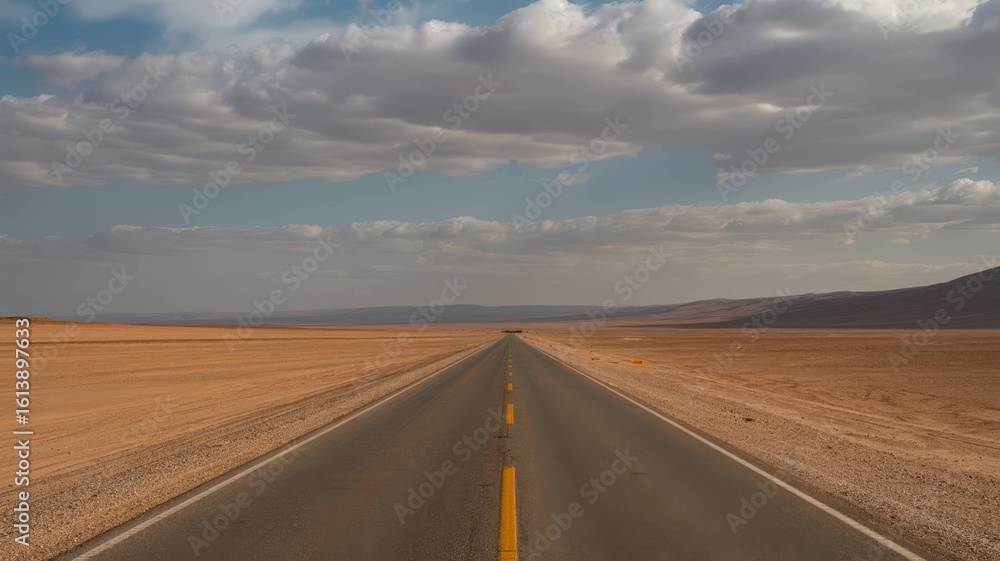 Naklejka premium Empty Road Extending to Horizon Collection - Journey and Adventure Concepts