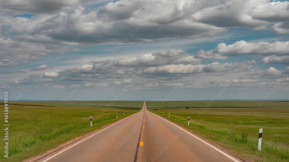 Fototapeta premium Empty Road Extending to Horizon Collection - Journey and Adventure Concepts