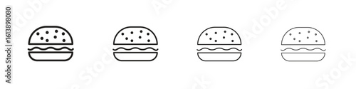 Cheese burger icon vector illustration, line design icon. Editable strokes.