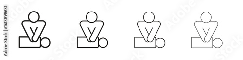 CPR icon vector illustration, line design icon. Editable strokes.