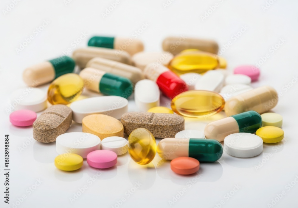 Assorted pills and capsules isolated on white background Assorted pills and capsules isolated on white background