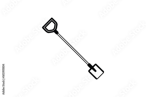 Simple Black and White Shovel Illustration for Gardening and Construction Projects silhouette minimalist black white illustration