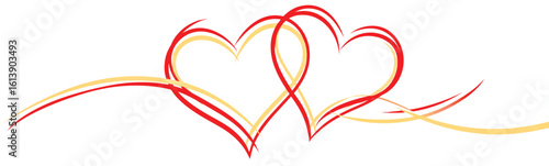Two intertwined hearts symbolizing love connection and partnership in a simple yet elegant design for valentines day or wedding