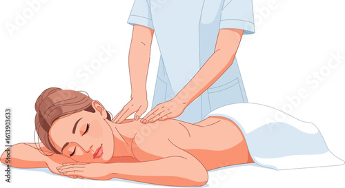 Woman receiving a relaxing therapeutic back massage from a professional masseuse