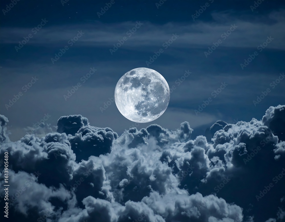 Obraz premium Full moon behind clouds at night (1)