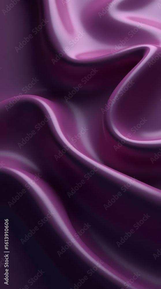 Fototapeta premium Elegant vertical textile swirl in deep plum tone for premium perfume layout