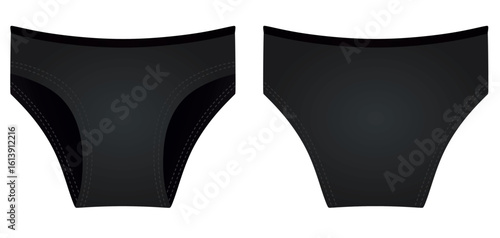 Black female panties knickers. vector	
