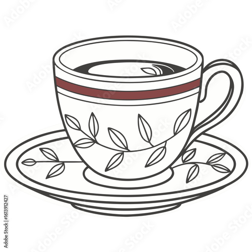 Vector Tea Cup & Saucer Icon – Isolated Flat Beverage Illustration