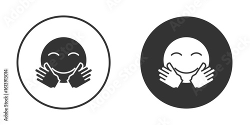 Hugging emoji icon. sign designs. solid pictogram