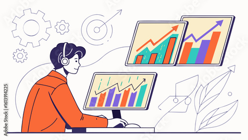 business man with  profit graphs