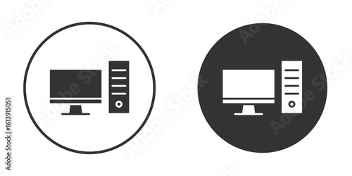 Desktop computer icon. sign designs. solid pictogram