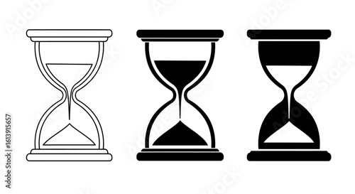 Three hourglass icons in different styles representing time and deadlines