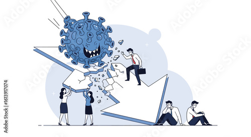 Financial crisis during pandemic economic downturn business impact and global recession concerns affecting companies worldwide