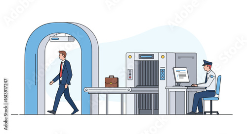 Airport security checkpoint procedures for traveler safety and international travel screening processes
