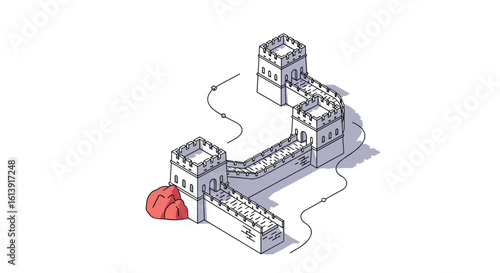 Architectural design elements of a historic fortification showcasing tower structures and defensive walls for enhanced safety and security