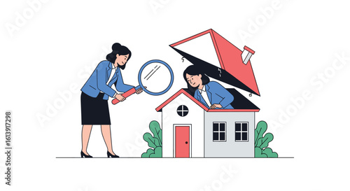 Real estate professional inspecting property carefully for potential buyers thoroughly examining every detail