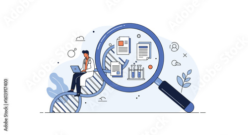 Investigating genetic data with advanced scientific research tools and modern technology