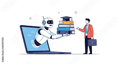 Artificial intelligence robot delivers knowledge to human expert via online learning platform