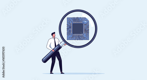 Expert analysis and evaluation of advanced microelectronic components under magnification for technological advancement and innovation