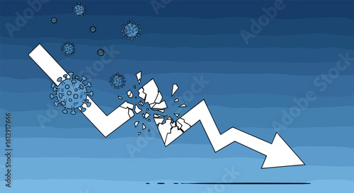 Global economic downturn impacted by viral outbreak causing financial crisis and recessionary trends affecting businesses worldwide