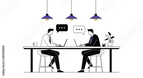 Business meeting collaboration between two professionals working together on a project understanding each other discussing ideas and solutions effectively