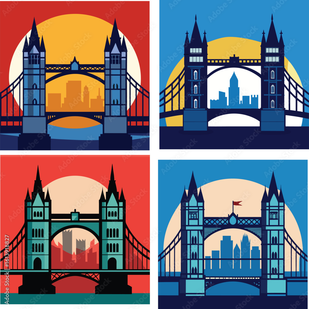 Fototapeta premium Bridge line art vector image design