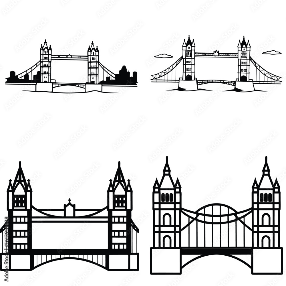 Obraz premium Bridge line art vector image design 