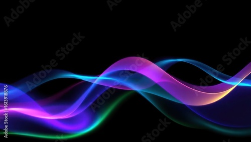 Abstract wave lines pattern dynamic colorful light flowing isolated on black background. concept of music, party, technology, modern. Abstract flowing wavy lines. Colorful dynamic wave